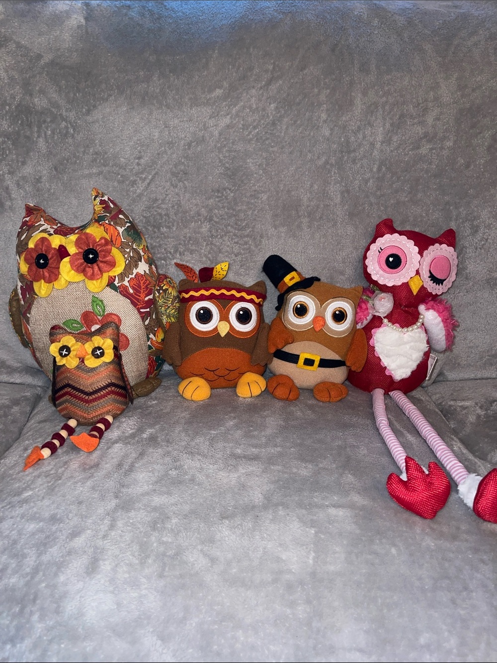 Assorted Plush Owl Decor - Fall and Valentine’s Day